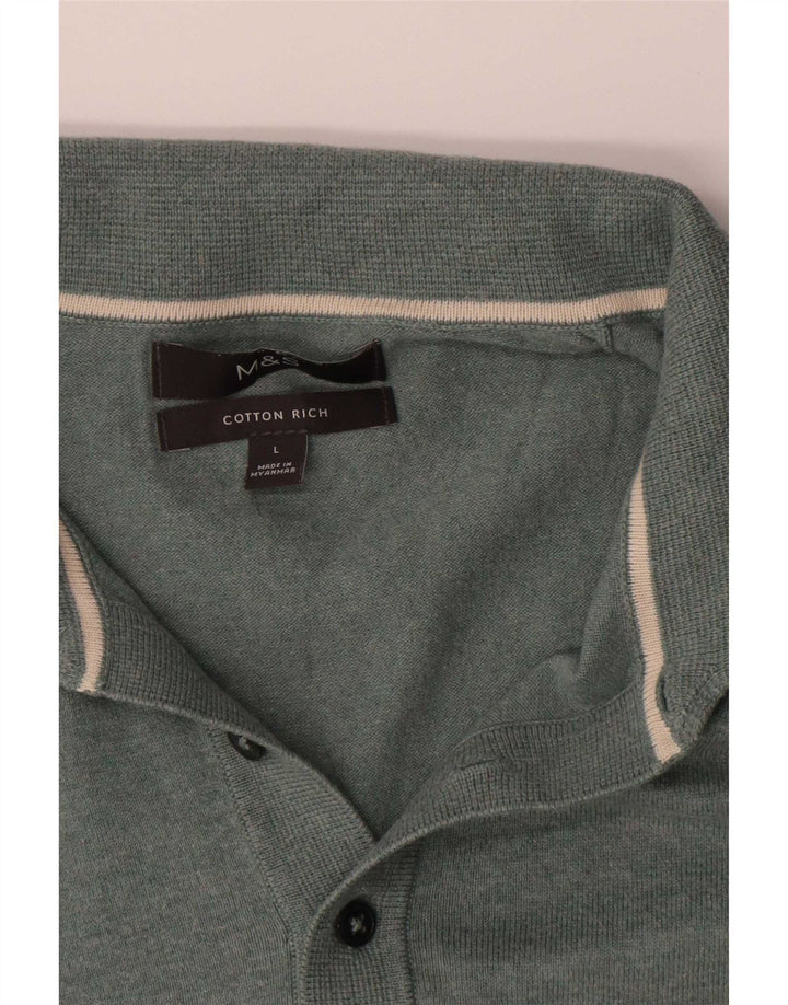 Maglione da uomo Marks & Spencer con collo alto, grande cotone verde
