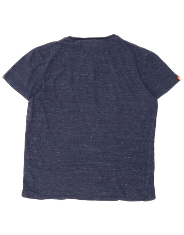 Superdry Mens T-Shirt Top Small Navy Blue Flecked Cotton