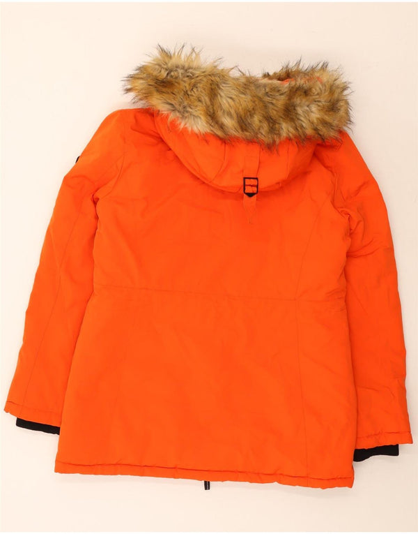 Giacca da sci da donna con cappuccio Superdry UK 12 poliestere arancione medio