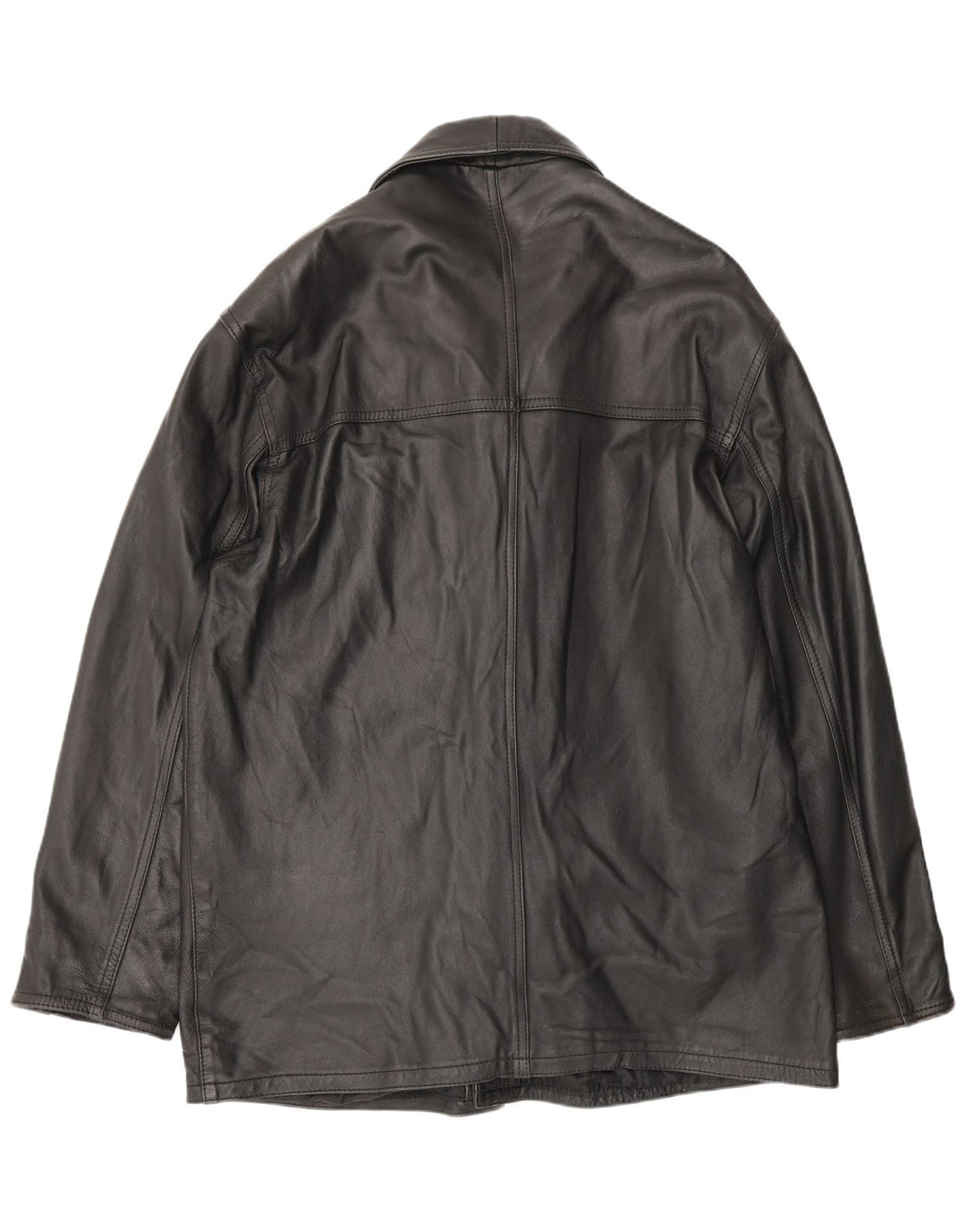 Cappotto in pelle vintage da uomo UK 42 XL Nero