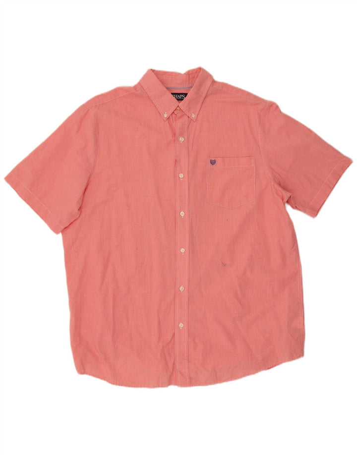 Camicia a maniche corte da uomo Chaps XL in cotone pied de poule rosso