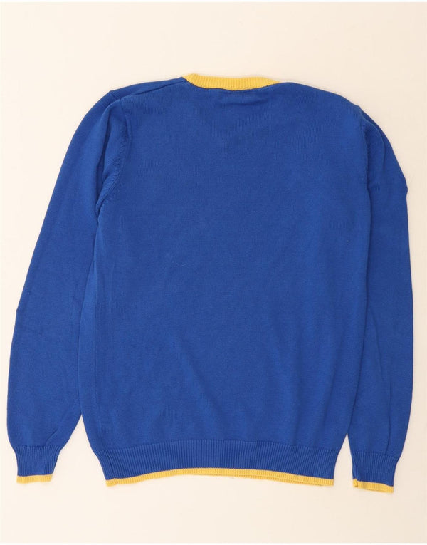 Maglione da uomo con scollo a V grafico NEBULUS grande cotone blu