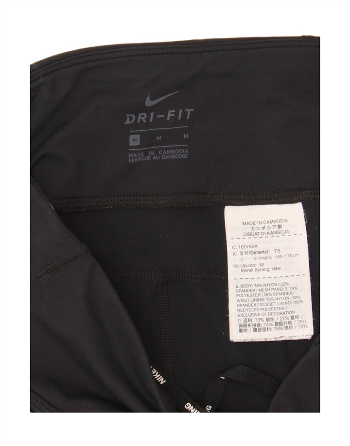NIKE Womens Dri Fit Capri Leggings UK 12 Medium  Black Nylon