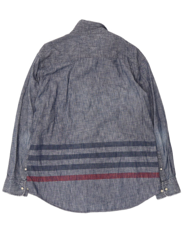Camicia da uomo su misura Tommy Hilfiger taglia 18 1/2 2XL a righe blu navy