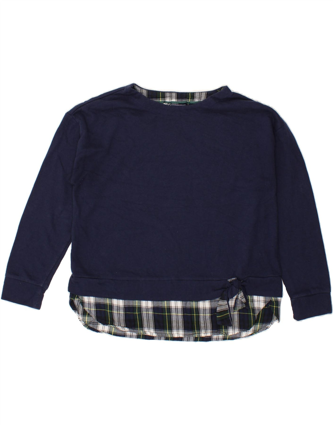 IZOD Womens Sweatshirt Jumper UK 18 XL Navy Blue Check Cotton Vintage Izod and Second-Hand Izod from Messina Hembry 