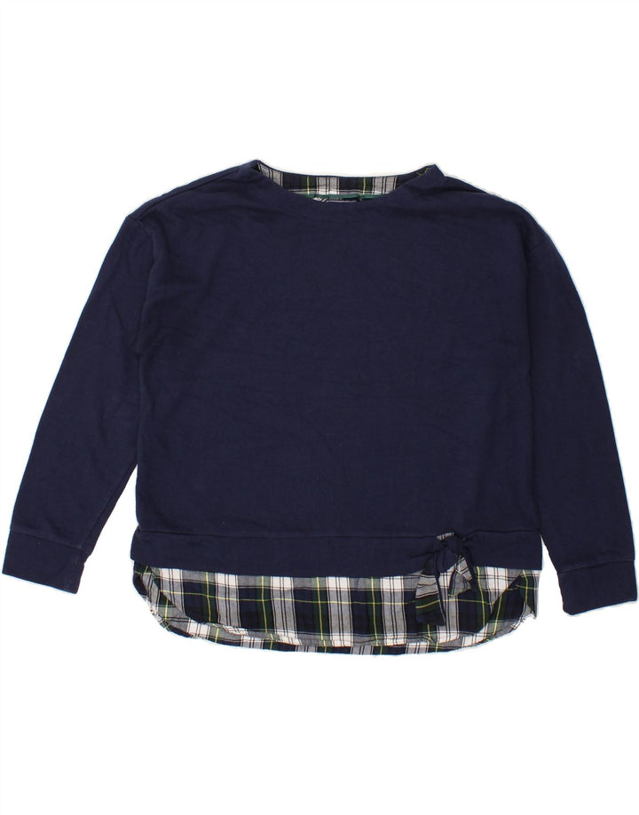 IZOD Womens Sweatshirt Jumper UK 18 XL Navy Blue Check Cotton Vintage Izod and Second-Hand Izod from Messina Hembry 