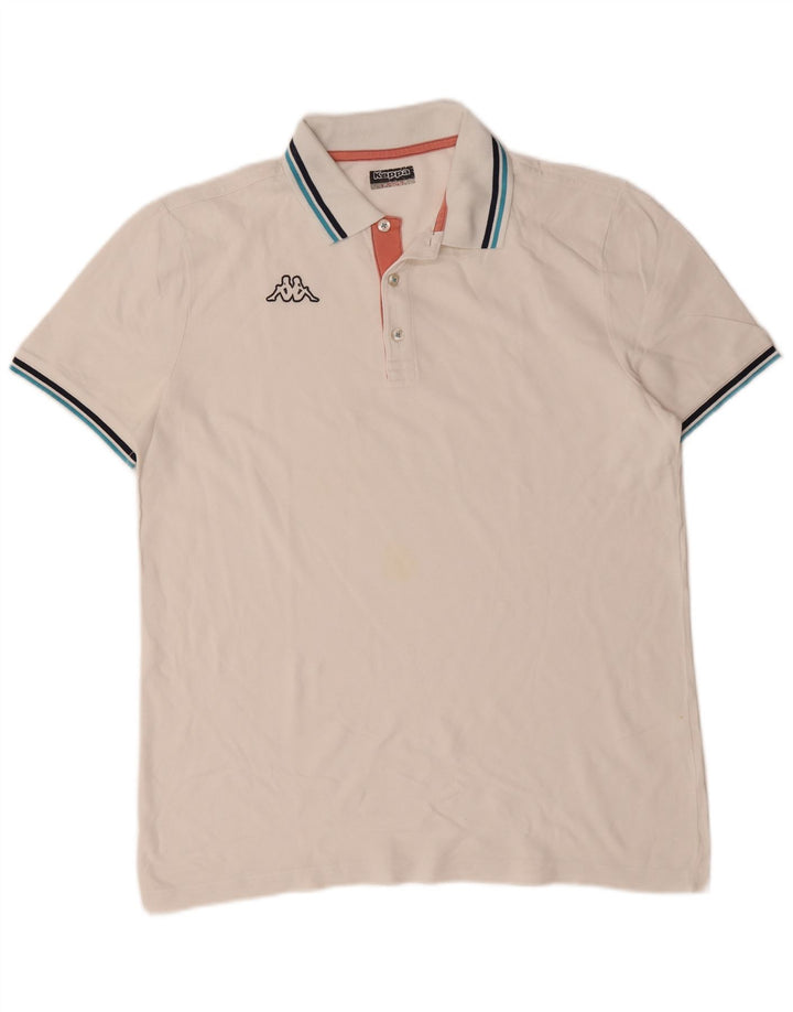 Polo Kappa Uomo Large Bianca In Cotone
