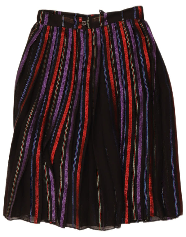 Gonna a trapezio a vita alta da donna vintage IT 44 media W26 a righe nere