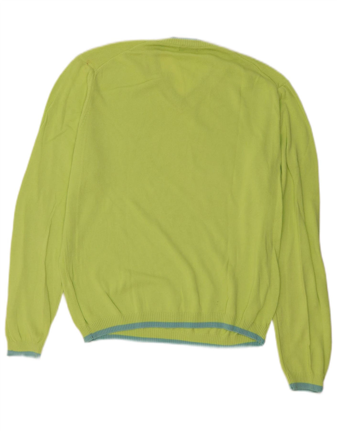 BENETTON Womens V-Neck Jumper Sweater UK 16 Large Green