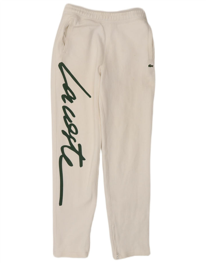 Pantaloni da tuta con grafica da uomo Lacoste XS in cotone bianco