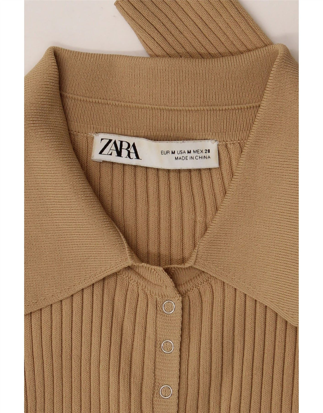 Maglione corto con collo alto da donna Zara UK 12 Beige medio