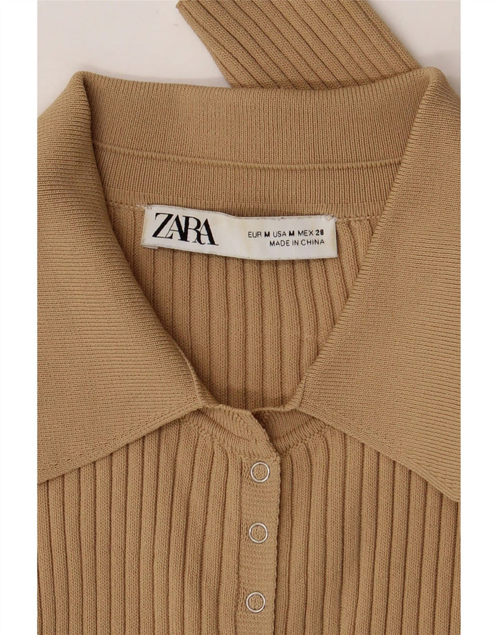 Maglione corto con collo alto da donna Zara UK 12 Beige medio