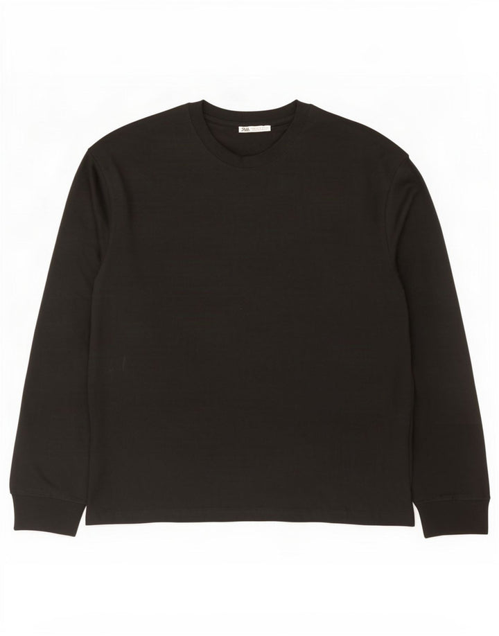 Top Zara da uomo a maniche lunghe in cotone nero medio