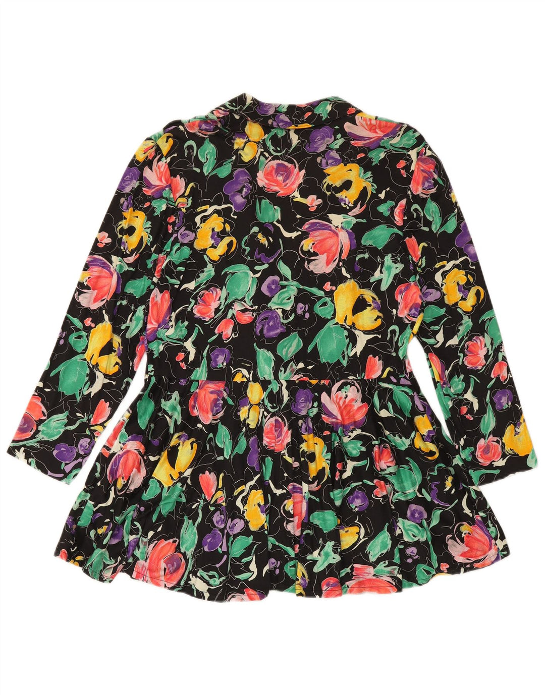 Giacca blazer da donna VINTAGE UK 12 medio multicolore floreale