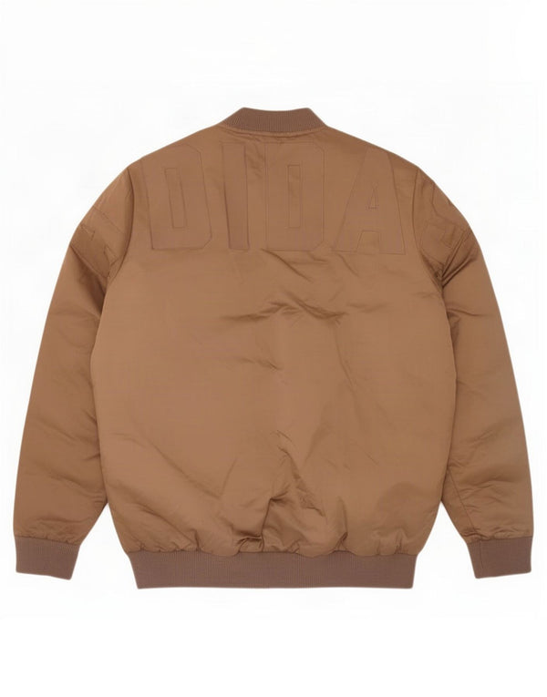 Giacca imbottita oversize con grafica Adidas da donna UK 10 piccola in poliestere marrone