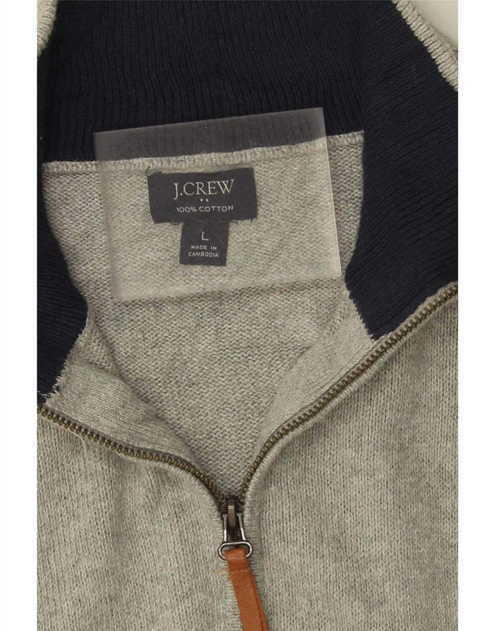 J. Crew Maglione da uomo con zip e collo grande in cotone grigio