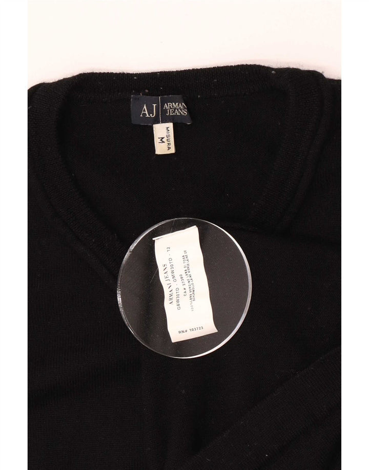 Maglione Armani Jeans da uomo con scollo a V, lana vergine nera media