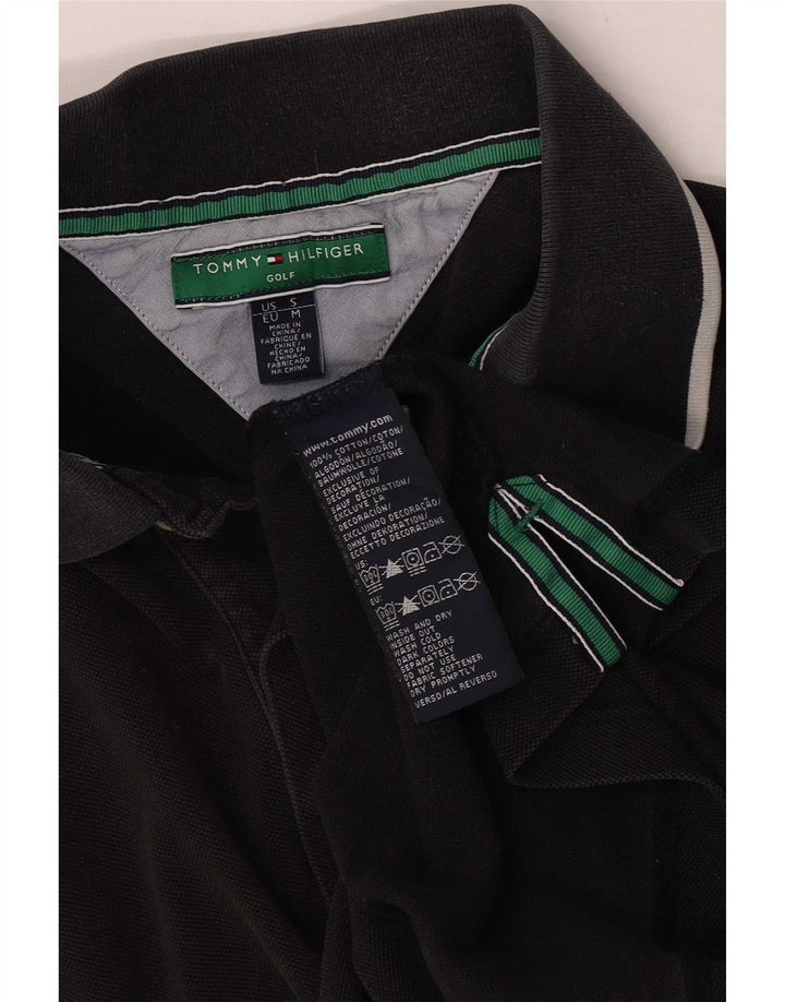 Polo da uomo Tommy Hilfiger in cotone a righe nere medie
