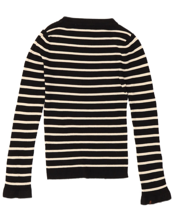 Top Zara da donna a maniche lunghe UK 10 Small in viscosa a righe nere