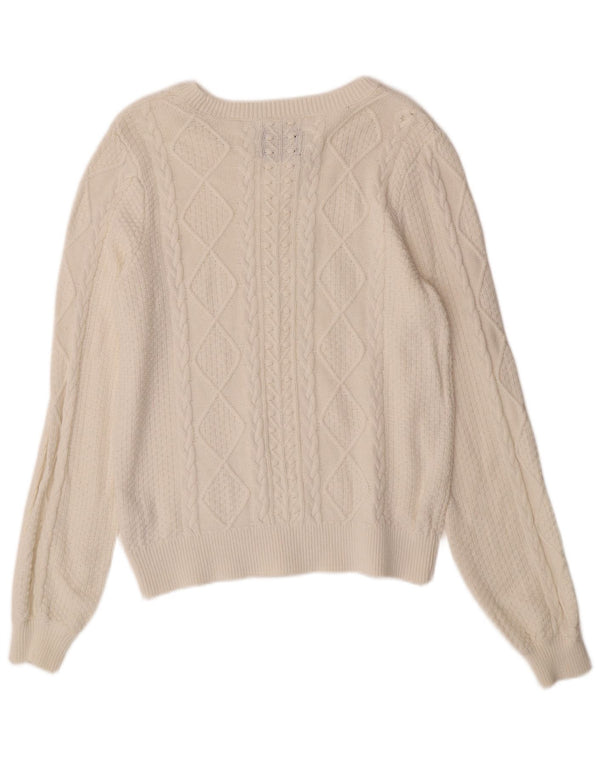 ABERCROMBIE & FITCH Maglione girocollo da donna UK 14 Medio Bianco