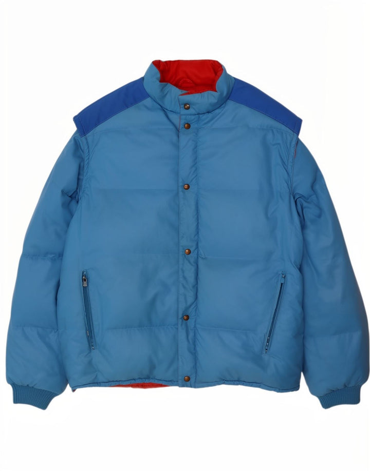 Giacca imbottita da uomo vintage UK 38 in cotone color block blu medio