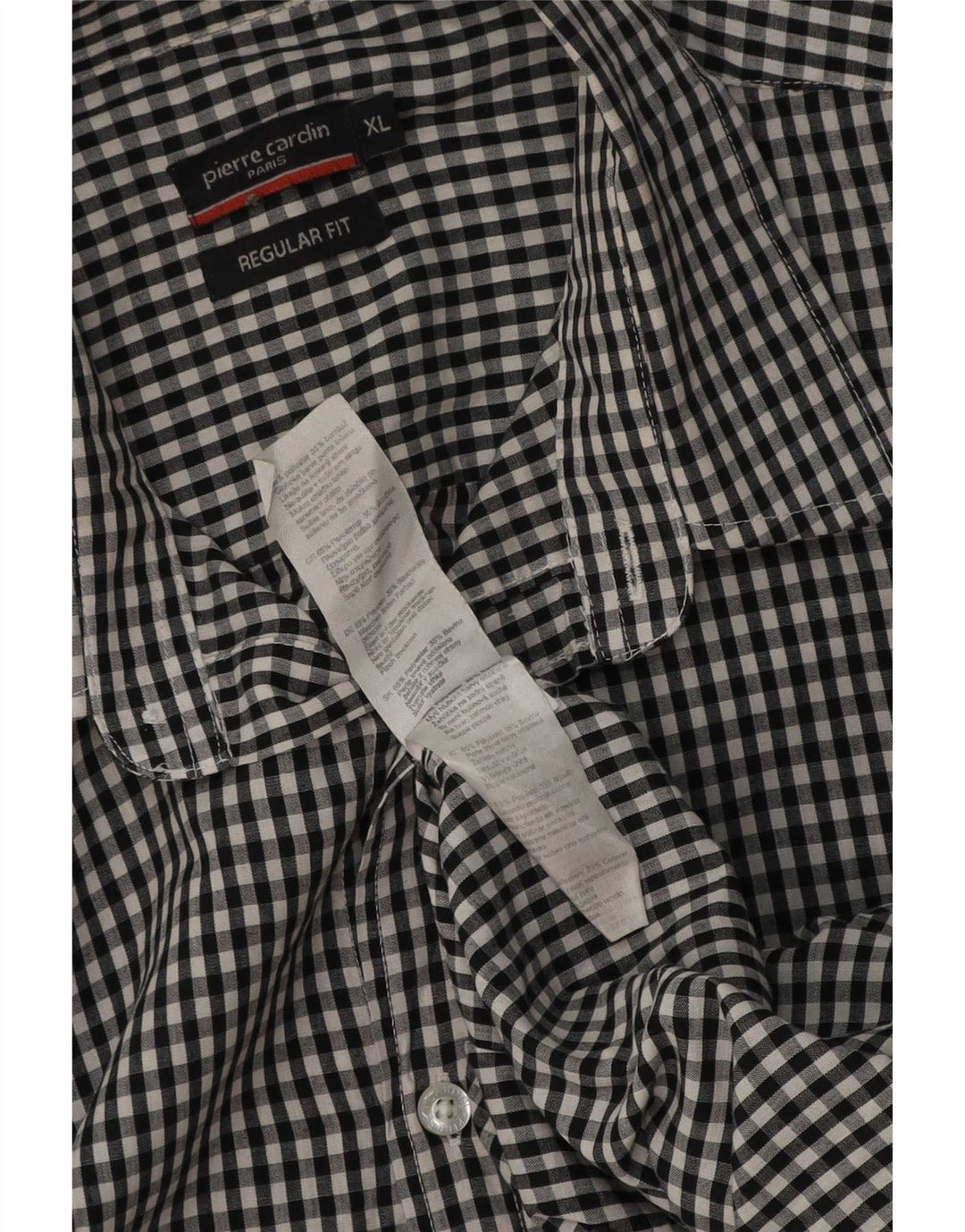 Camicia da uomo a maniche corte Regular Fit Pierre Cardin XL nera a quadretti