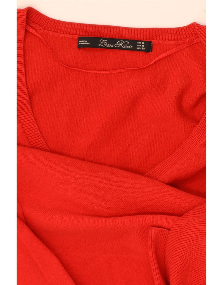 Maglione maglione con scollo a V da donna Zara UK 12 rosso medio