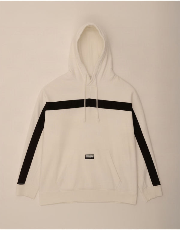 Felpa con cappuccio grafica da uomo Adidas Large in cotone color block bianco