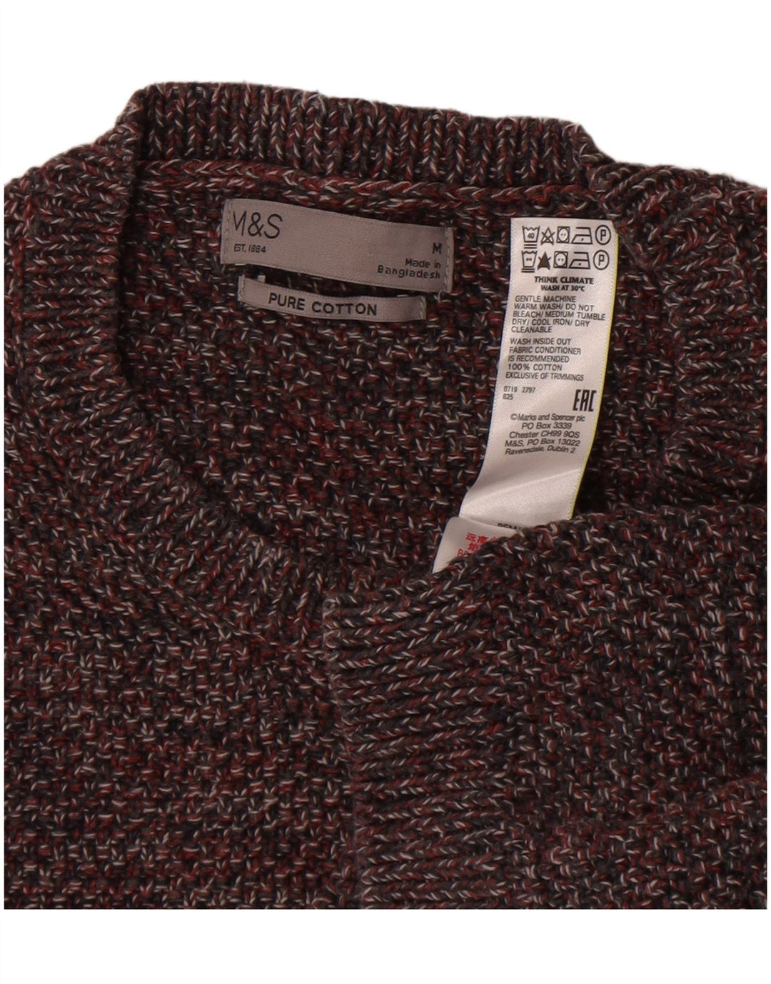 Maglione maglione girocollo da uomo Marks & Spencer marrone medio screziato