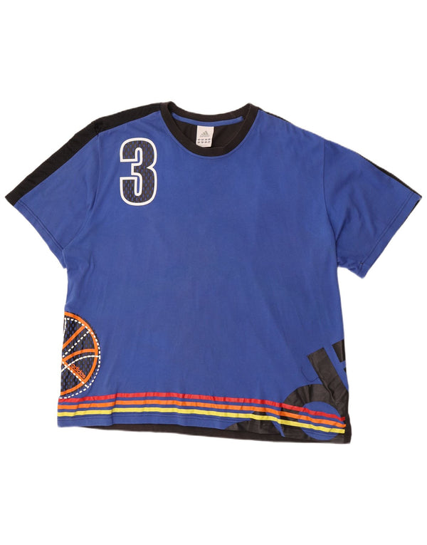 T-shirt grafica da uomo Adidas Top 2XL in cotone color block blu