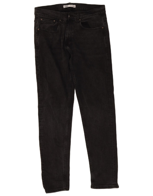 Zara Mens Slim Jeans EU 42 Large W32 L30 Black Cotton