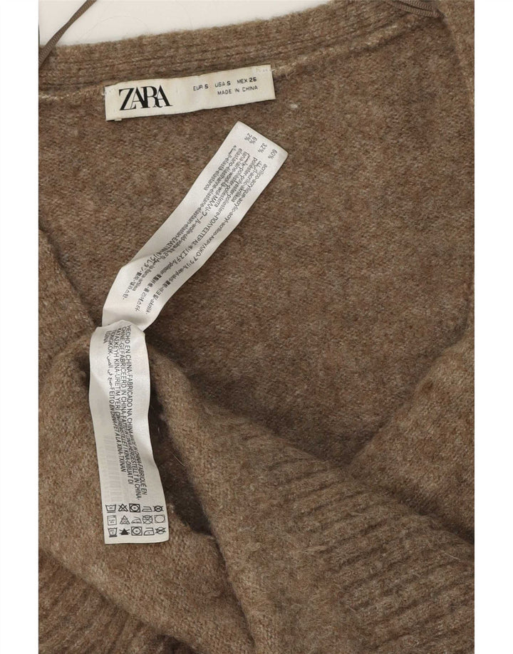 Maglione cardigan oversize da donna Zara UK 10 piccolo acrilico marrone