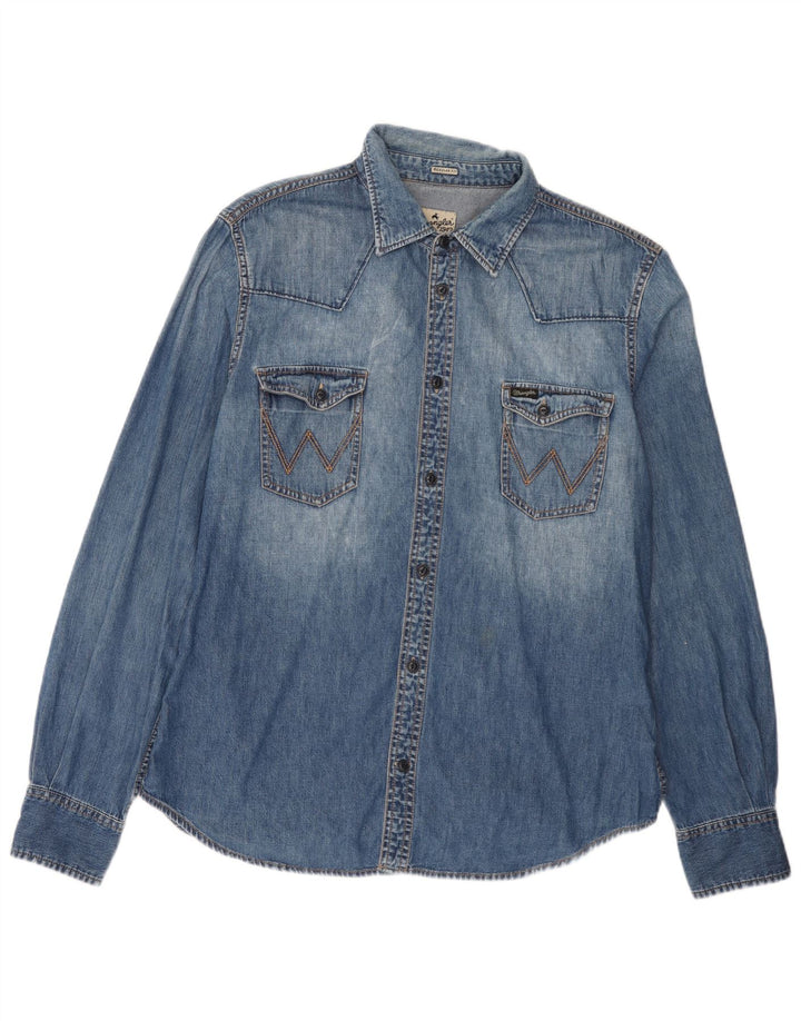 Camicia di jeans vestibilità regolare da uomo Wrangler XL in cotone blu