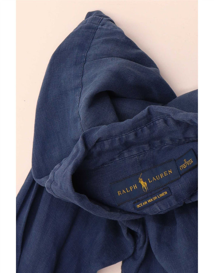 Camicia da uomo Ralph Lauren piccola in lino blu navy