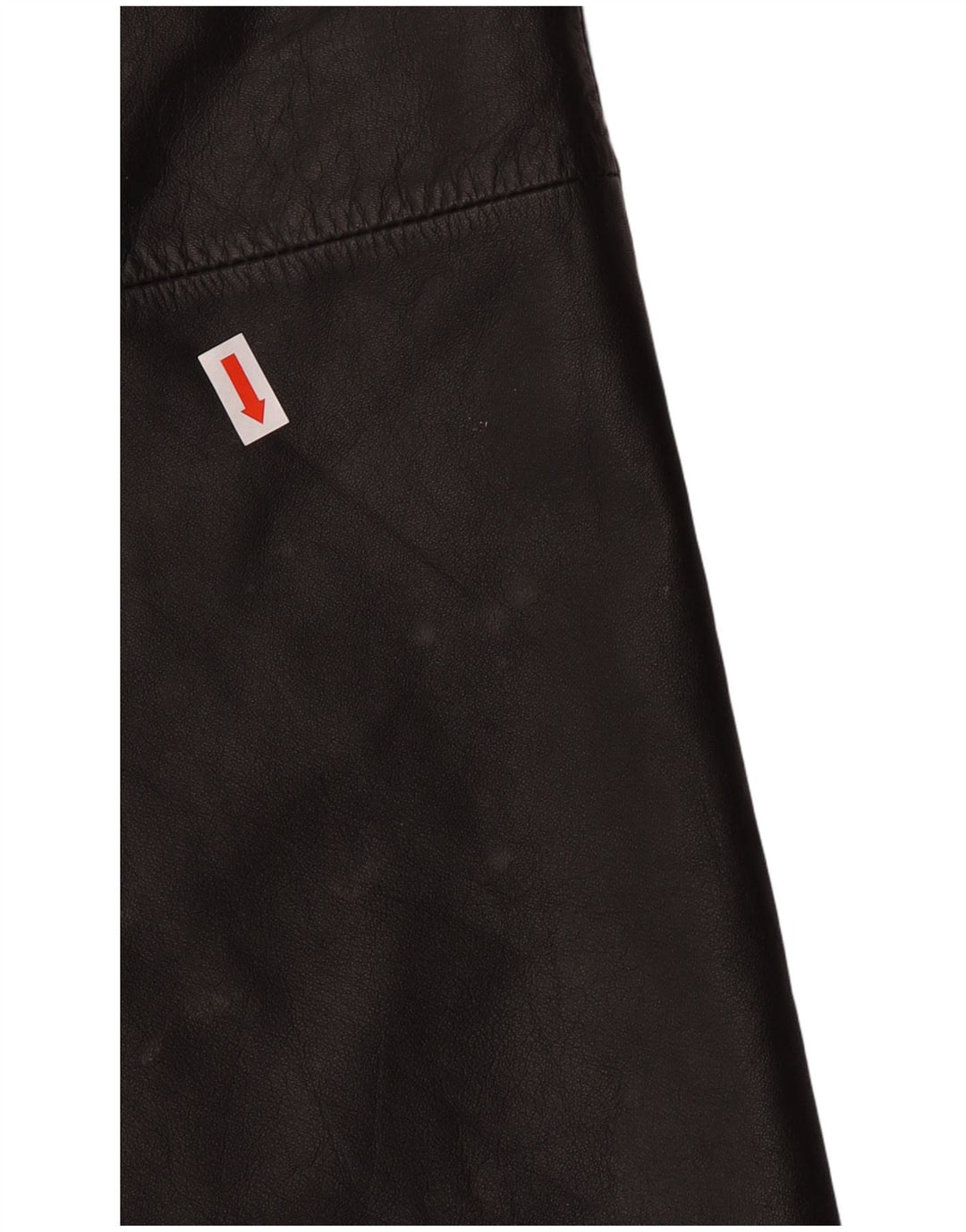 CHALICE Gonna in pelle a vita alta da donna UK 8 piccola W24 Pelle nera