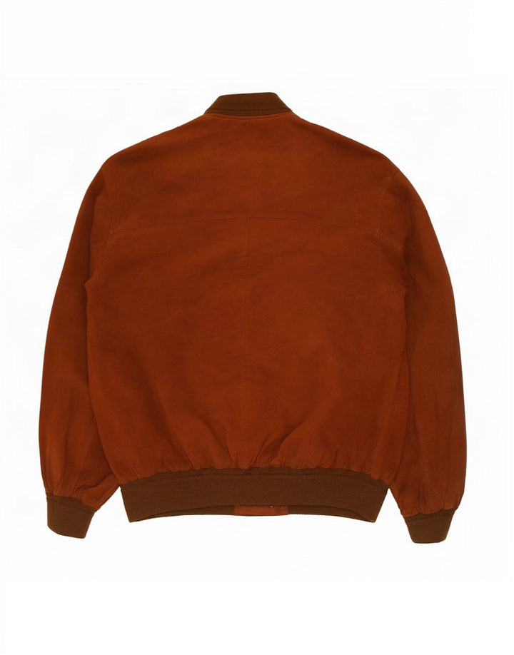 Giubbotto bomber in pelle scamosciata vintage da uomo UK 42 XL in pelle marrone
