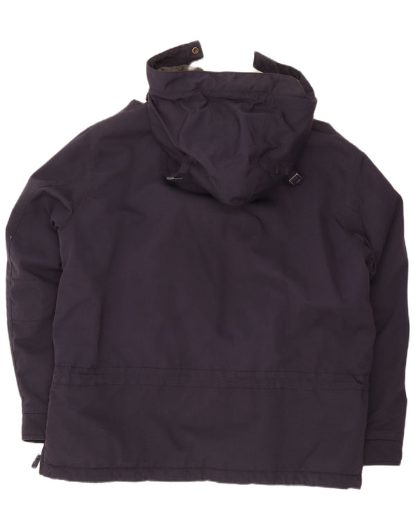 Giacca anorak con cappuccio con grafica geografica da uomo Napapijri UK 46 3XL Blu navy