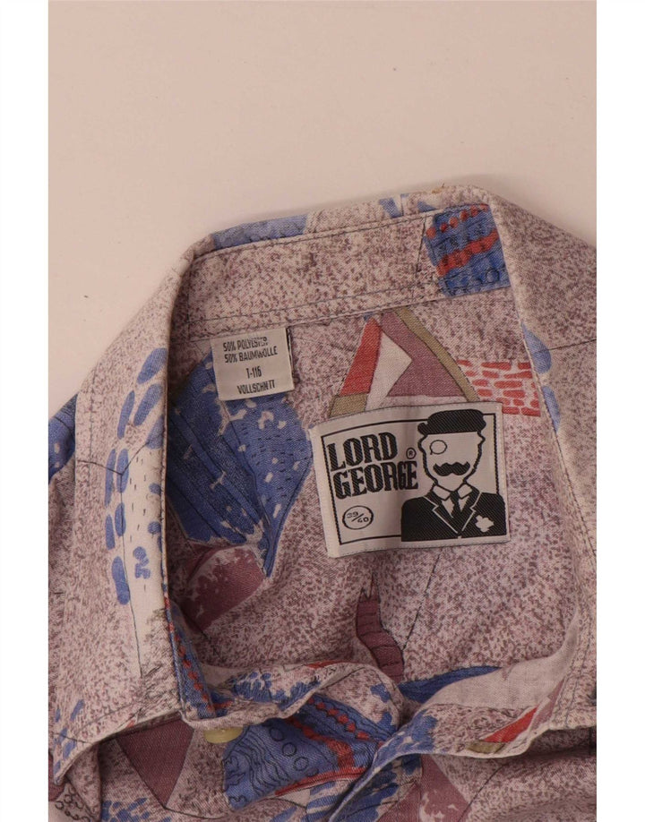 Camicia vintage da uomo con motivo astratto taglia 39/40 media multicolore