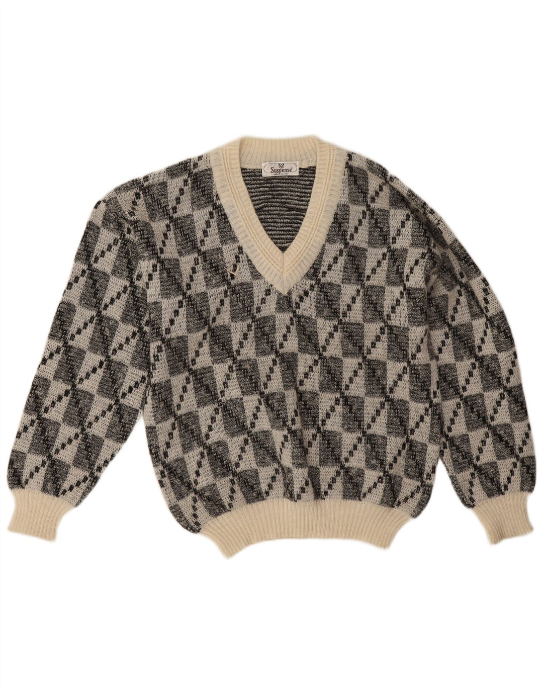Maglione da uomo con scollo a V Suspense IT 50 Acrilico geometrico nero medio
