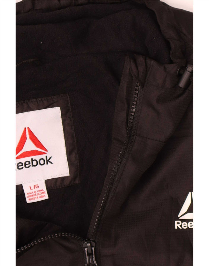 Giubbotto bomber con cappuccio da uomo Reebok UK 40 grande poliestere nero