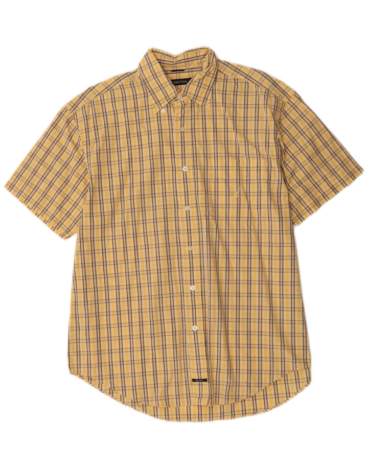 Camicia a maniche corte da uomo Nautica in cotone a quadri gialli grandi