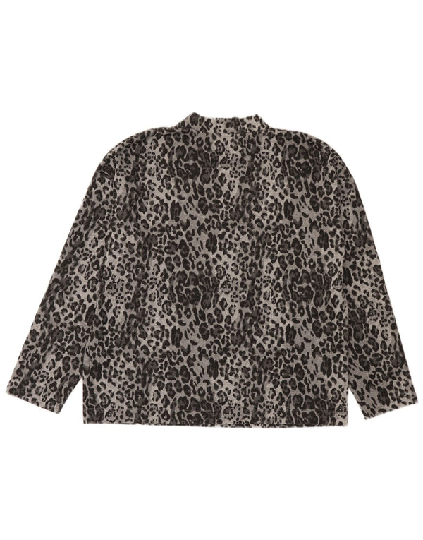 Marks & Spencer Top da donna a maniche lunghe UK 14 Grande stampa animalier grigia