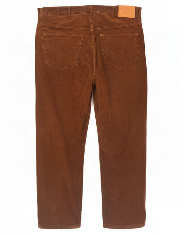Pantaloni Marks & Spencer da uomo in velluto a coste blu Harbour Crop W40 L29 Marrone
