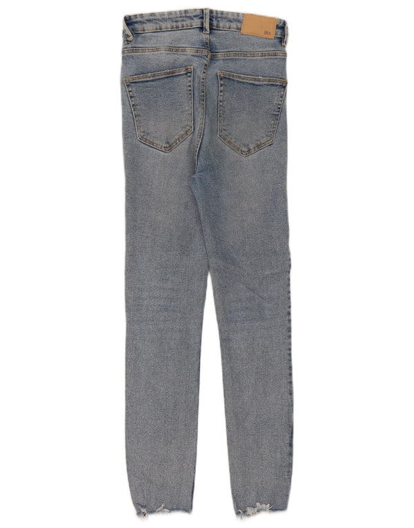 Jeans skinny a vita alta effetto consumato da donna Zara EU 36 XS W26 L27 Blu