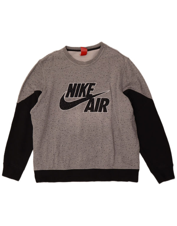 Felpa grafica da uomo Nike Felpa XL in cotone color block grigio