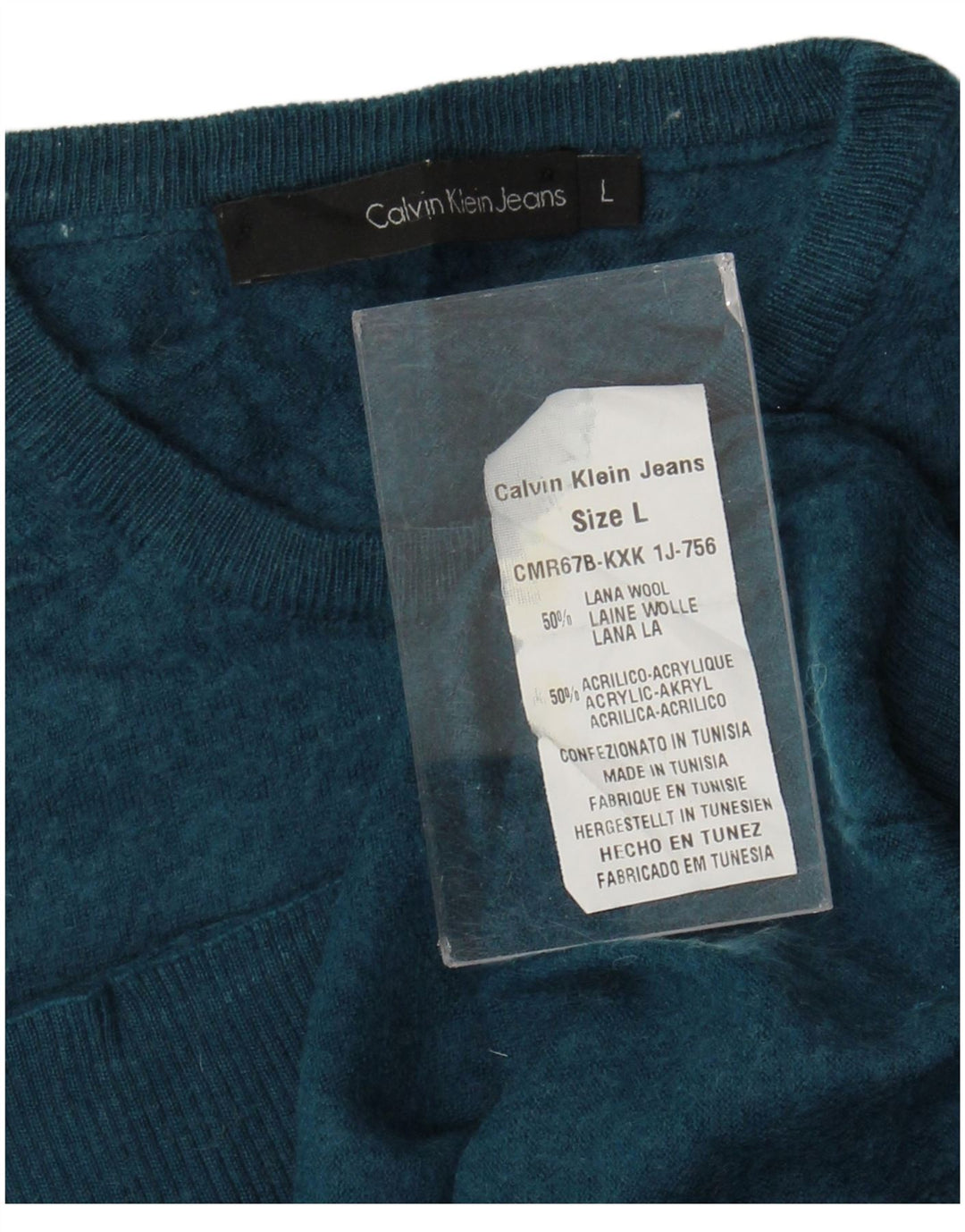 Calvin Klein Jeans da donna maglione girocollo maglione UK 16 grande lana blu