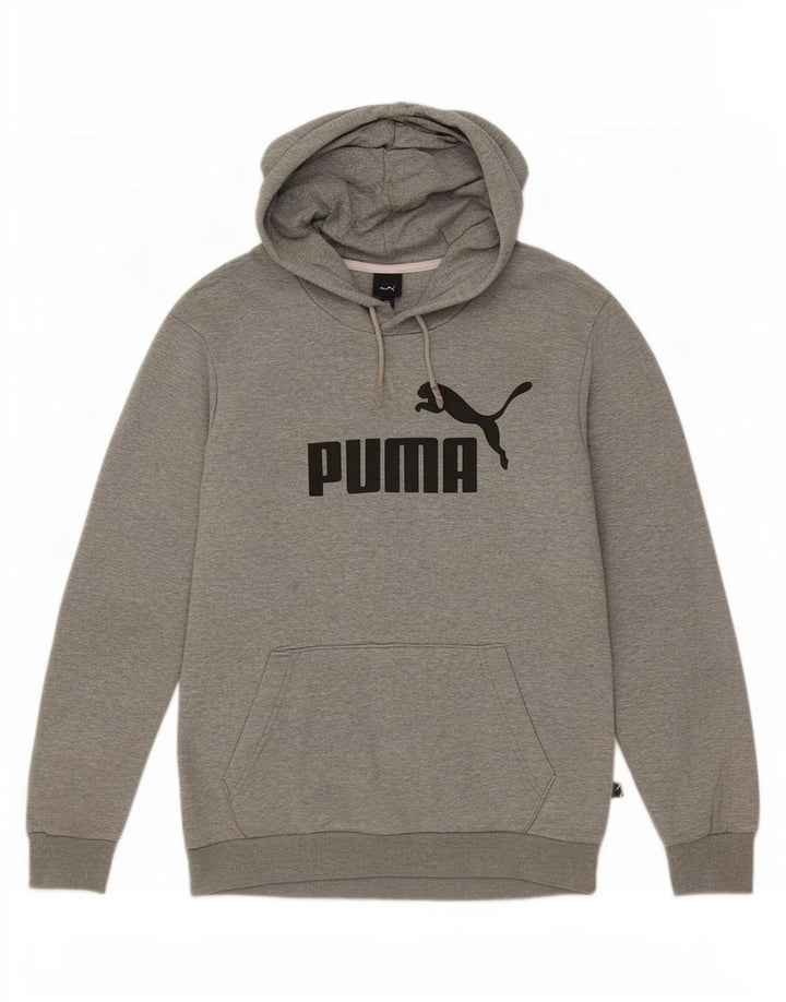 Felpa con cappuccio grafica da uomo Puma piccola in cotone chiazzato grigio