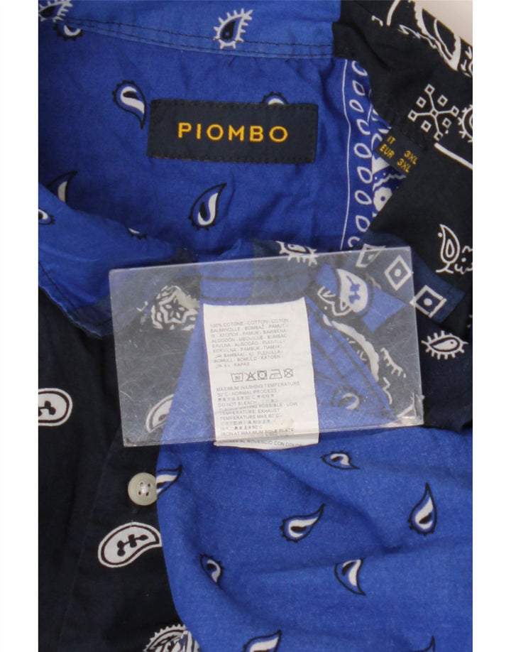 Camicia Piombo Uomo Manica Corta 3XL Cotone Patchwork Blu