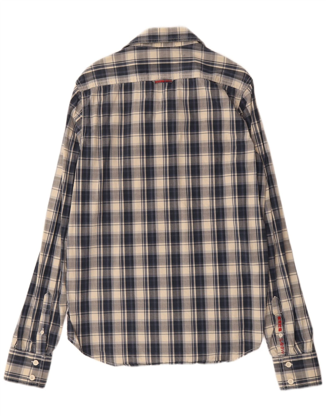 Camicia da uomo Superdry Large in cotone a quadri blu navy