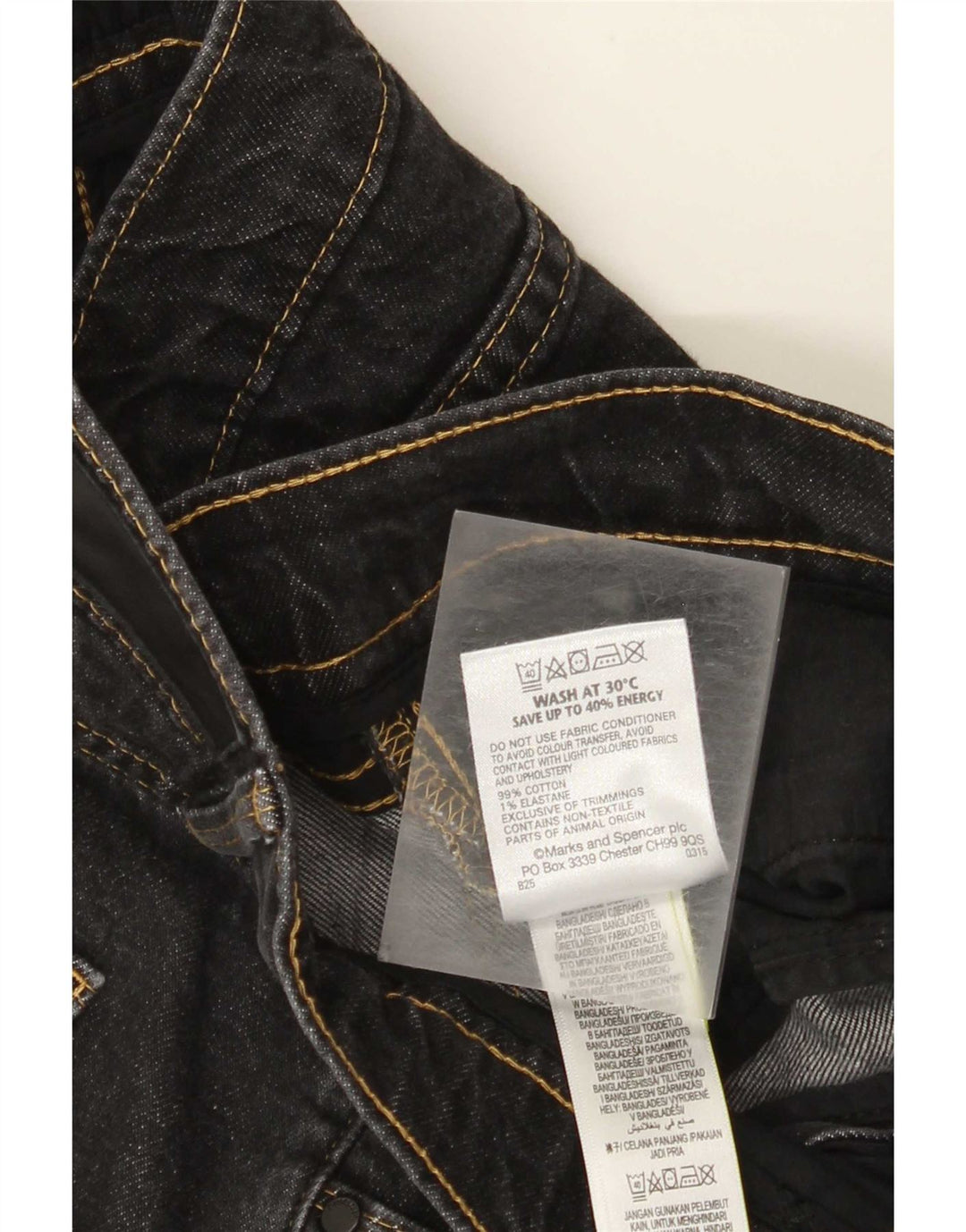 Jeans slim autografati da uomo Marks & Spencer W34 L31 cotone nero